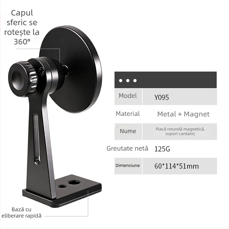 Clip magnetic de expansiune pentru telefon, cu suport de cameră rotativ și pantof rece metalic pentru fotografie și streaming live