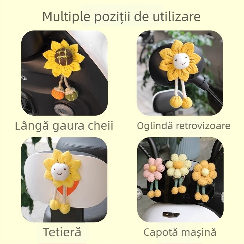 Ornament decorativ din stofă, cu floare, pentru cască și oglinzi