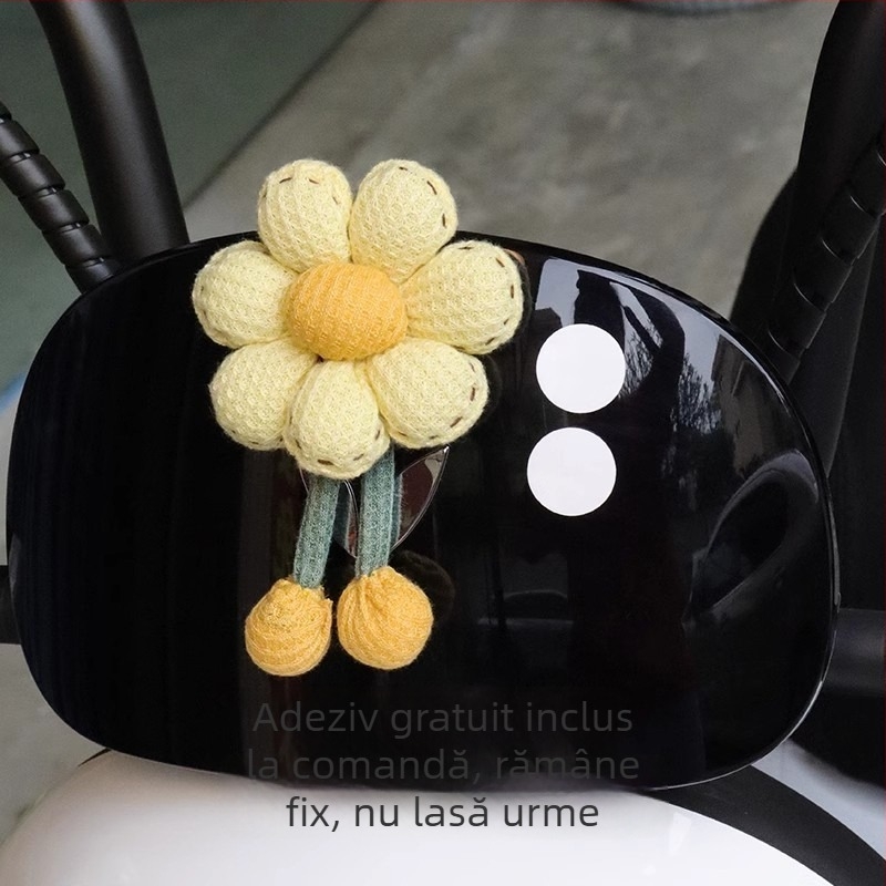 Ornament decorativ din stofă, cu floare, pentru cască și oglinzi