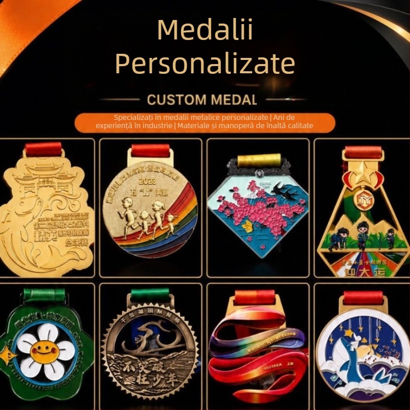 Medalie metalică personalizată pentru maraton, cu gravură – plăcuță comemorativă