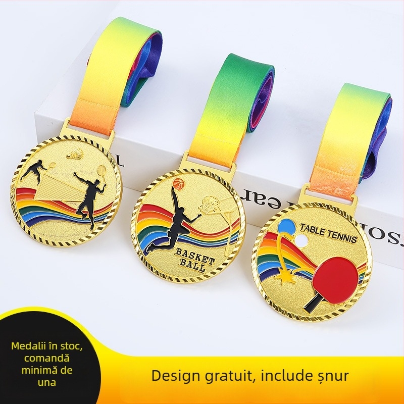 Medalie din aliaj de zinc placat cu aur, 7 cm, pentru evenimente sportive și copii de școală, personalizabil cu logo, premiu comemorativ