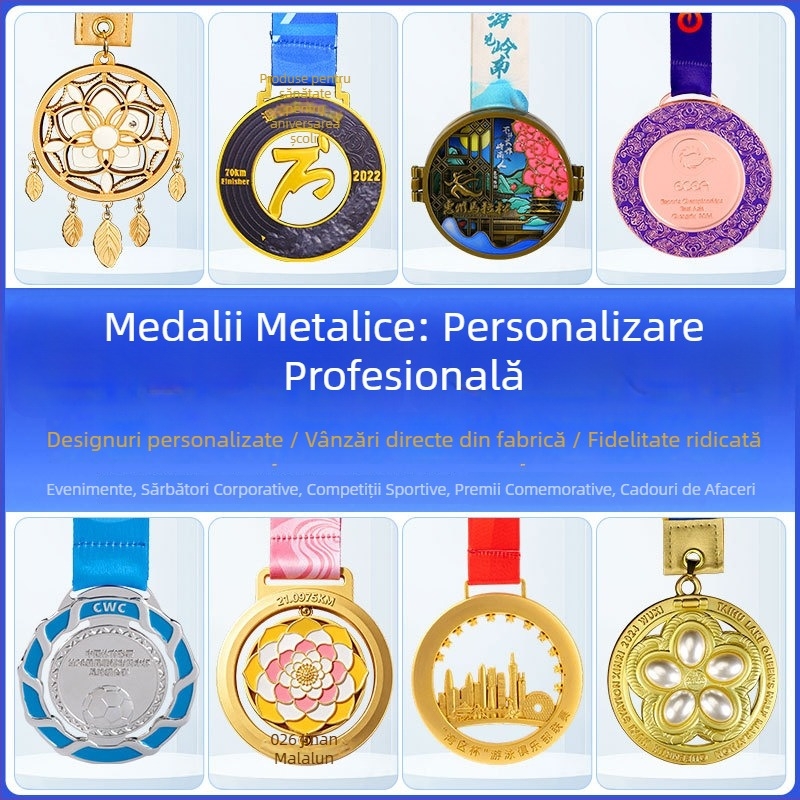 Medalii metalice personalizate pentru maraton, dans și competiții pentru copii – baschet și fotbal, trofee și medalii