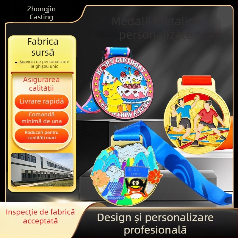 Medalii metalice personalizate pentru maraton, dans și competiții pentru copii – baschet și fotbal, trofee și medalii