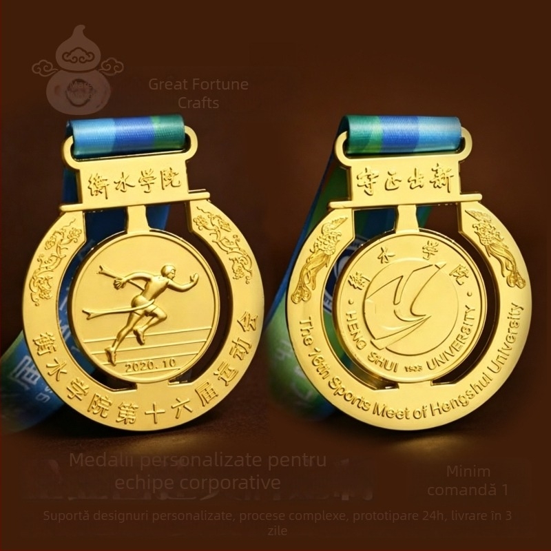 Medalie metalică personalizată pentru maraton, competiții sportive, concurs de dans și fotbal — medalie de aur