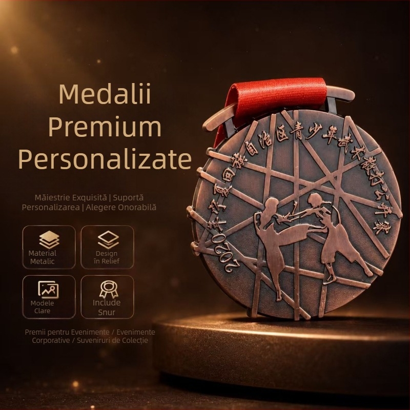 Medalie metalică personalizată pentru maraton, competiții sportive, concurs de dans și fotbal — medalie de aur