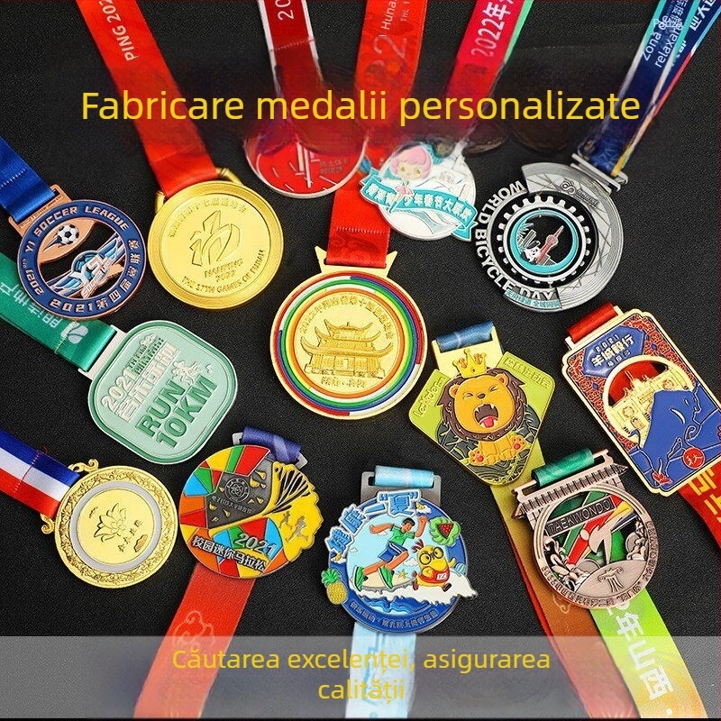 Medalii metalice personalizate pentru evenimente sportive, maraton, alergare, drumeții, alpinism; medalii de aur, argint și bronz