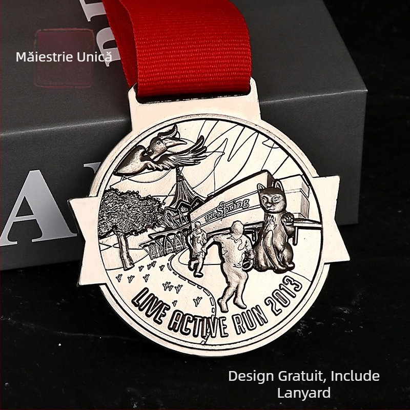 Medalie personalizată din aliaj de zinc pentru maraton