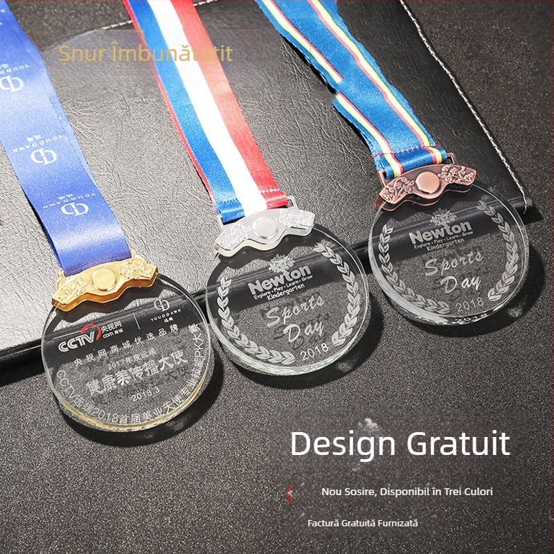 Medalie de cristal pentru maratonul de baschet, premiu de echipă pentru evenimente sportive pentru copii, medalie metalică personalizabilă