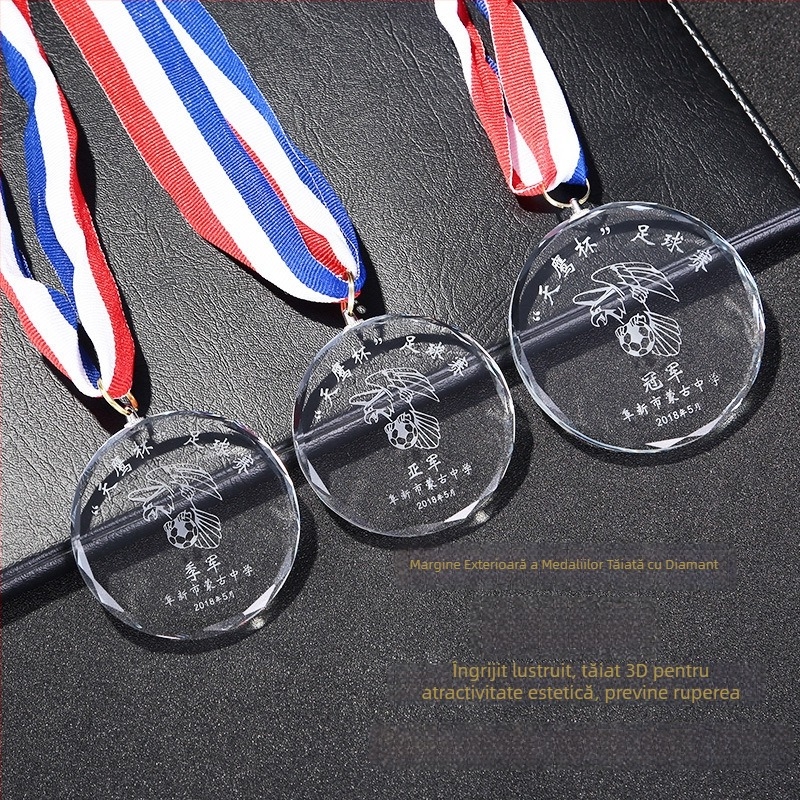 Medalie de cristal pentru maratonul de baschet, premiu de echipă pentru evenimente sportive pentru copii, medalie metalică personalizabilă
