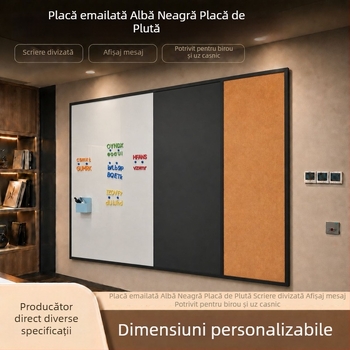 tablă emailată cu suprafețe: albă, neagră și plută; magnetică pentru birou și tablă de desen pentru copii, personalizabilă la orice dimensiune