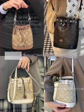 Koujia Piele naturală Dempsey15 Mini Geantă tip găleată cu șnur, Poșetă de mână/umăr, crossbody pentru femei, casual și versatilă
