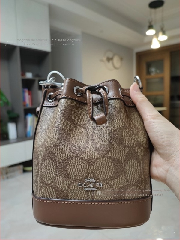 Koujia Piele naturală Dempsey15 Mini Geantă tip găleată cu șnur, Poșetă de mână/umăr, crossbody pentru femei, casual și versatilă