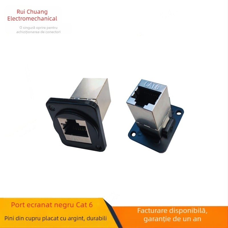 Modul D RJ45 CAT6 cu mufă ecranată pentru cablu de rețea și conector de date inline cu două capete