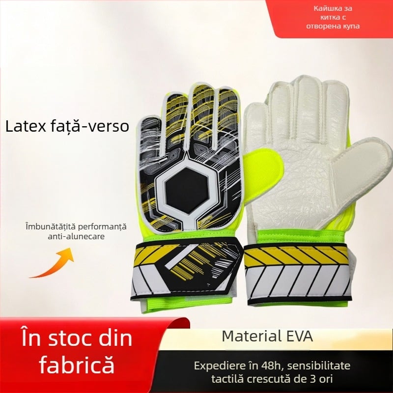 Mănuși de portar – Echipament profesional de antrenament la fotbal cu protecție a degetelor, anti-alunecare și protecție rezistentă la abraziune