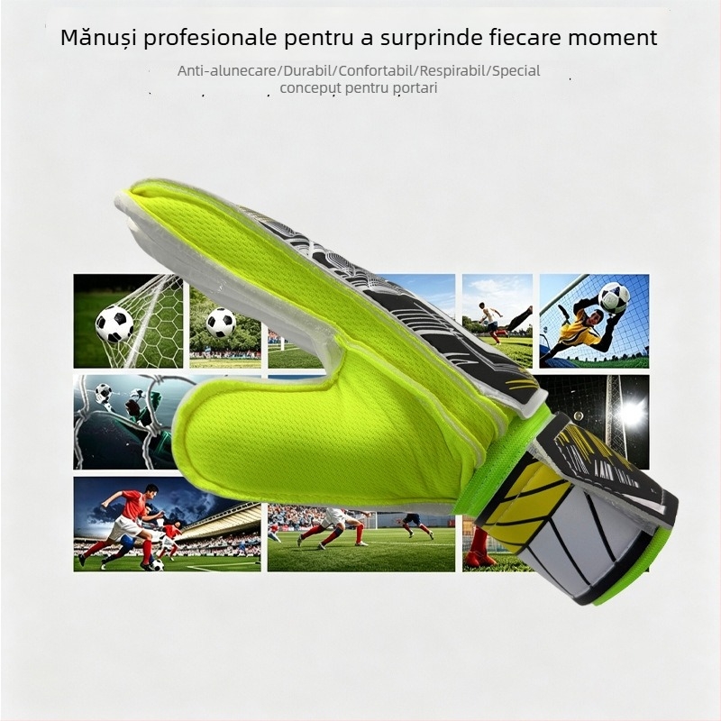 Mănuși de portar – Echipament profesional de antrenament la fotbal cu protecție a degetelor, anti-alunecare și protecție rezistentă la abraziune