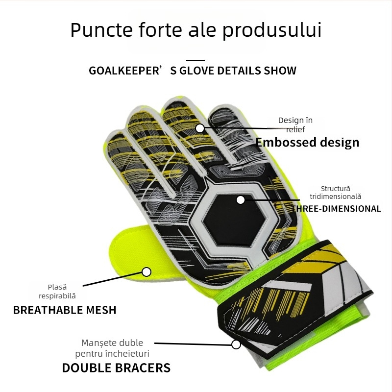 Mănuși de portar – Echipament profesional de antrenament la fotbal cu protecție a degetelor, anti-alunecare și protecție rezistentă la abraziune