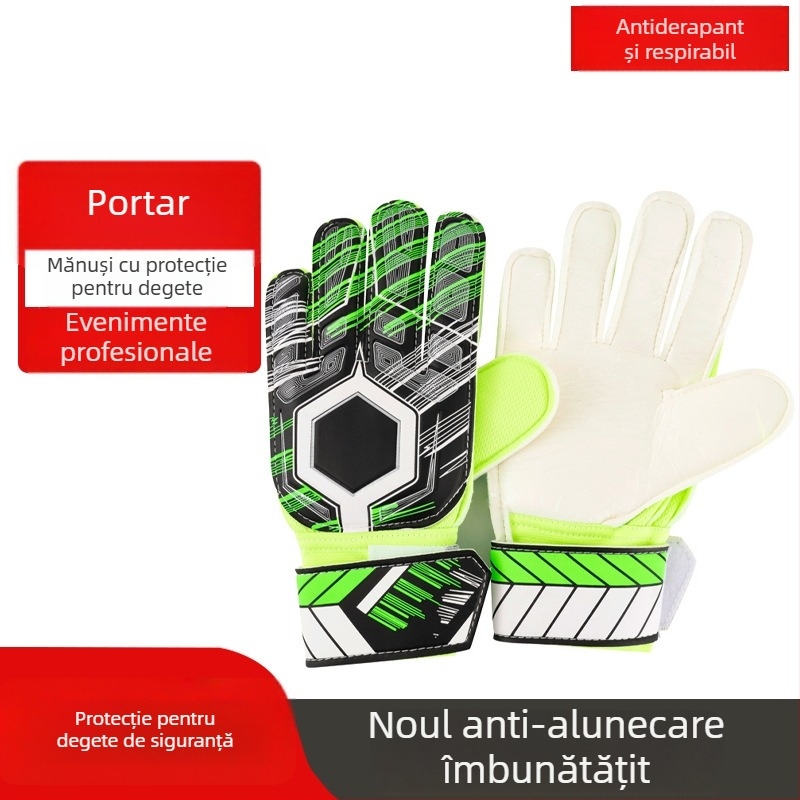 Mănuși de portar – Echipament profesional de antrenament la fotbal cu protecție a degetelor, anti-alunecare și protecție rezistentă la abraziune