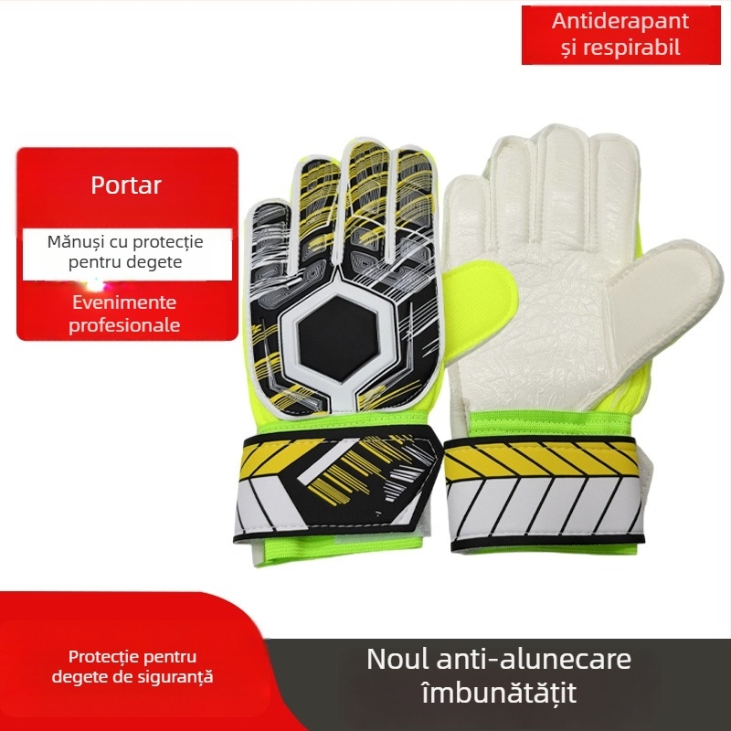 Mănuși de portar – Echipament profesional de antrenament la fotbal cu protecție a degetelor, anti-alunecare și protecție rezistentă la abraziune