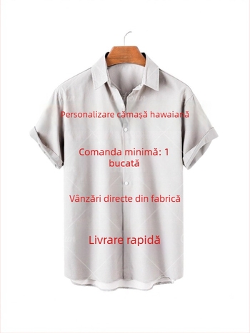 Unisex cămașă-cardigan cu imprimeu 3D, mânecă scurtă, guler, vară casual și versatil