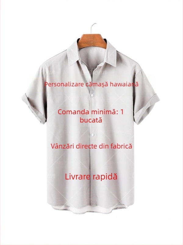 Unisex cămașă-cardigan cu imprimeu 3D, mânecă scurtă, guler, vară casual și versatil