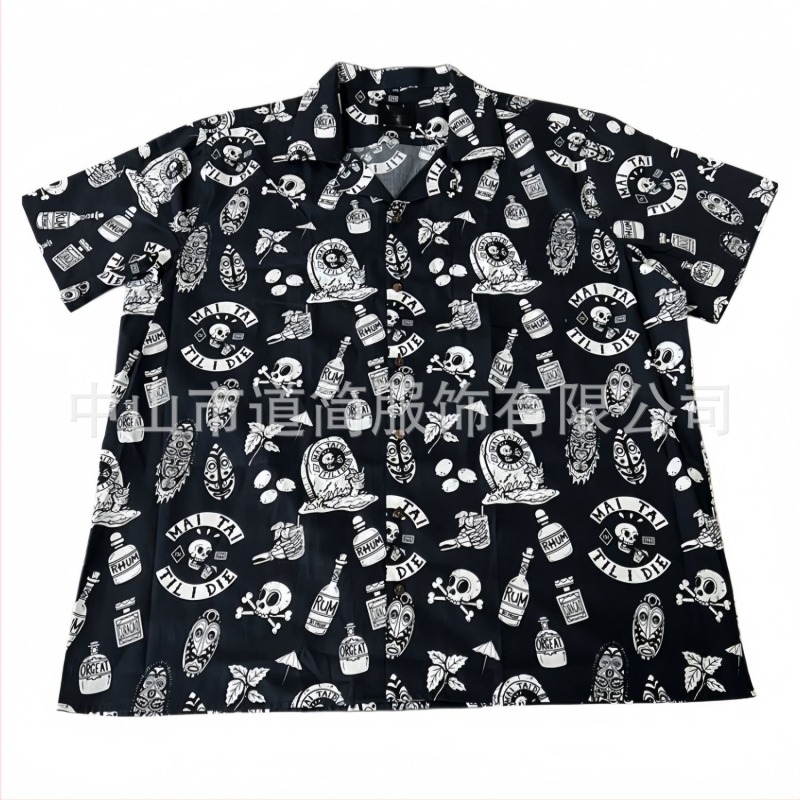Cămașă pentru bărbați din bumbac 100% cu imprimeu digital Hawaii, personalizată, imprimare prin sublimare cu flori de plajă