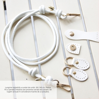Bretea din PU, stil cârlig pentru geantă crossbody, curea reglabilă și cataramă din piele, set materiale DIY pentru geantă țesută manual