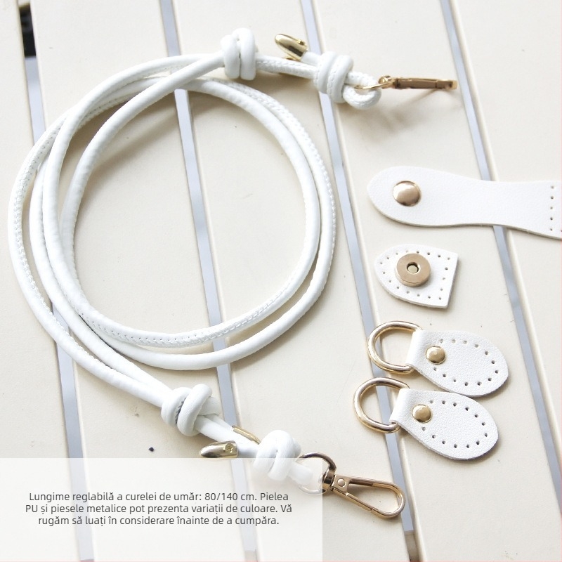 Bretea din PU, stil cârlig pentru geantă crossbody, curea reglabilă și cataramă din piele, set materiale DIY pentru geantă țesută manual