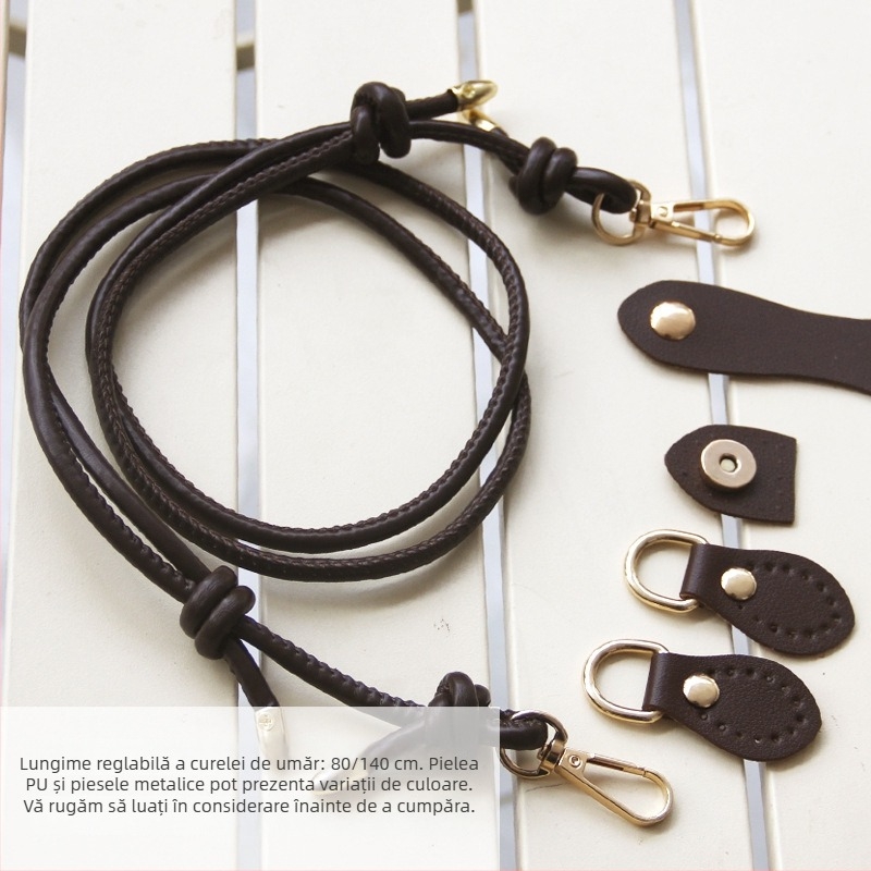Bretea din PU, stil cârlig pentru geantă crossbody, curea reglabilă și cataramă din piele, set materiale DIY pentru geantă țesută manual