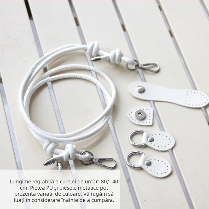 Bretea din PU, stil cârlig pentru geantă crossbody, curea reglabilă și cataramă din piele, set materiale DIY pentru geantă țesută manual