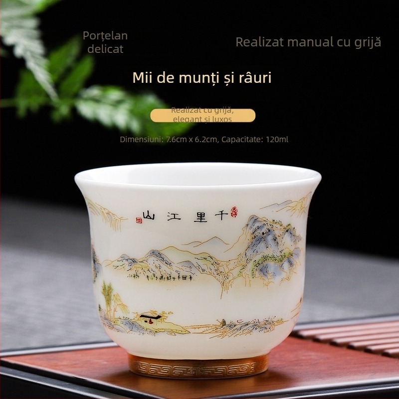 Căniță de ceai din porțelan Kung Fu, cană individuală cu cutie cadou, stil chinezesc, pentru degustare personală de ceai