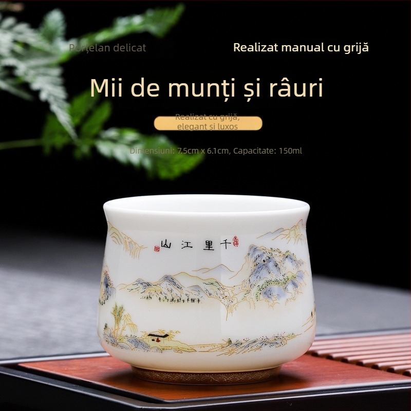 Căniță de ceai din porțelan Kung Fu, cană individuală cu cutie cadou, stil chinezesc, pentru degustare personală de ceai