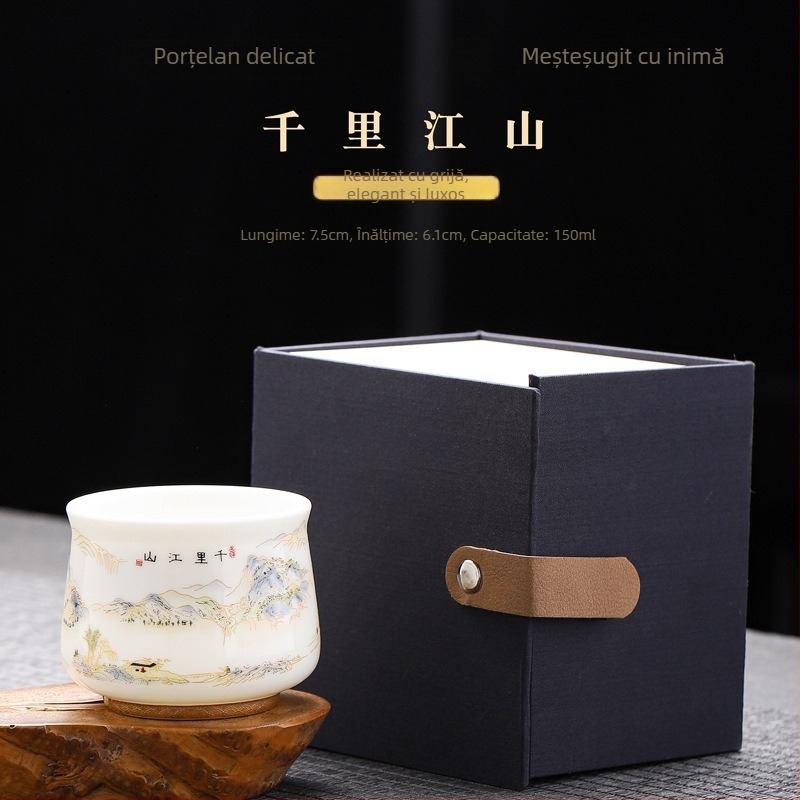 Căniță de ceai din porțelan Kung Fu, cană individuală cu cutie cadou, stil chinezesc, pentru degustare personală de ceai