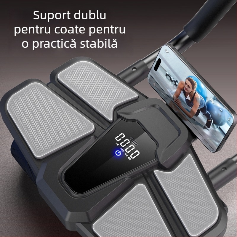 Roata abdominală cu patru roți, revenire automată, pentru uz casnic, antrenament pentru mușchii abdominali, echipament de fitness cu ecran tactil
