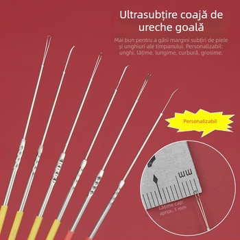 Lingură de urechi în formă de U, cupă goală, instrument vizual profesional pentru curățarea urechilor, design manual în trei secțiuni.