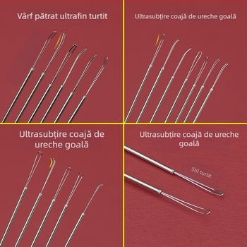 Lingură de urechi în formă de U, cupă goală, instrument vizual profesional pentru curățarea urechilor, design manual în trei secțiuni.