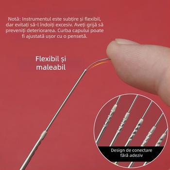 Lingură de urechi în formă de U, cupă goală, instrument vizual profesional pentru curățarea urechilor, design manual în trei secțiuni.