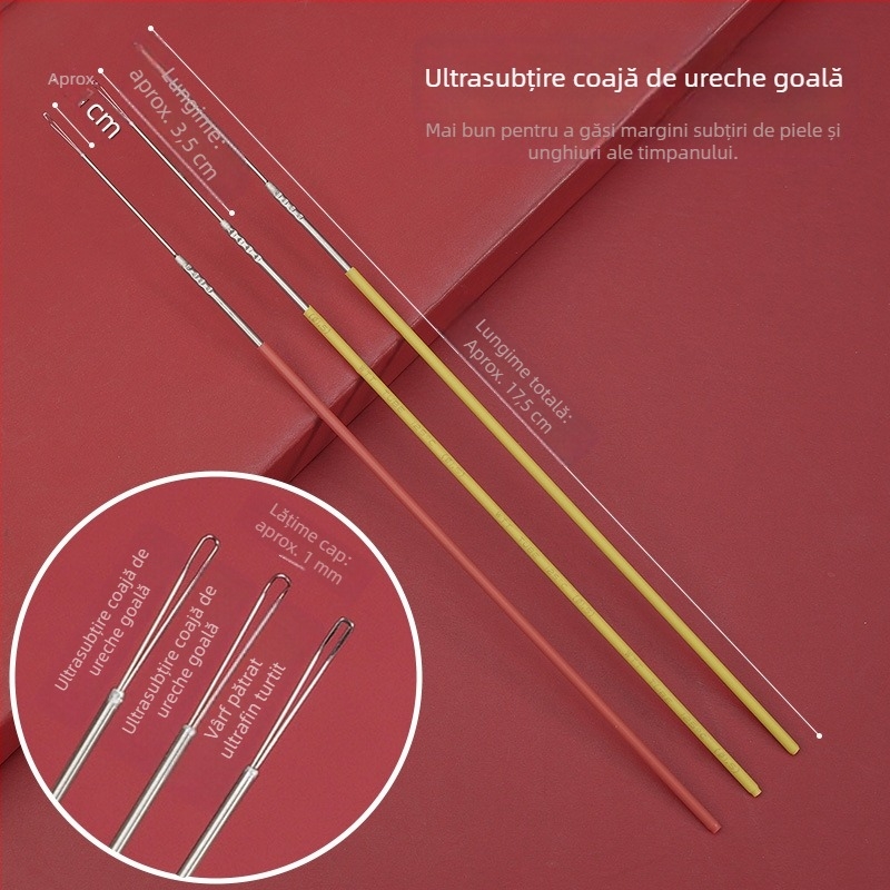 Lingură de urechi în formă de U, cupă goală, instrument vizual profesional pentru curățarea urechilor, design manual în trei secțiuni.