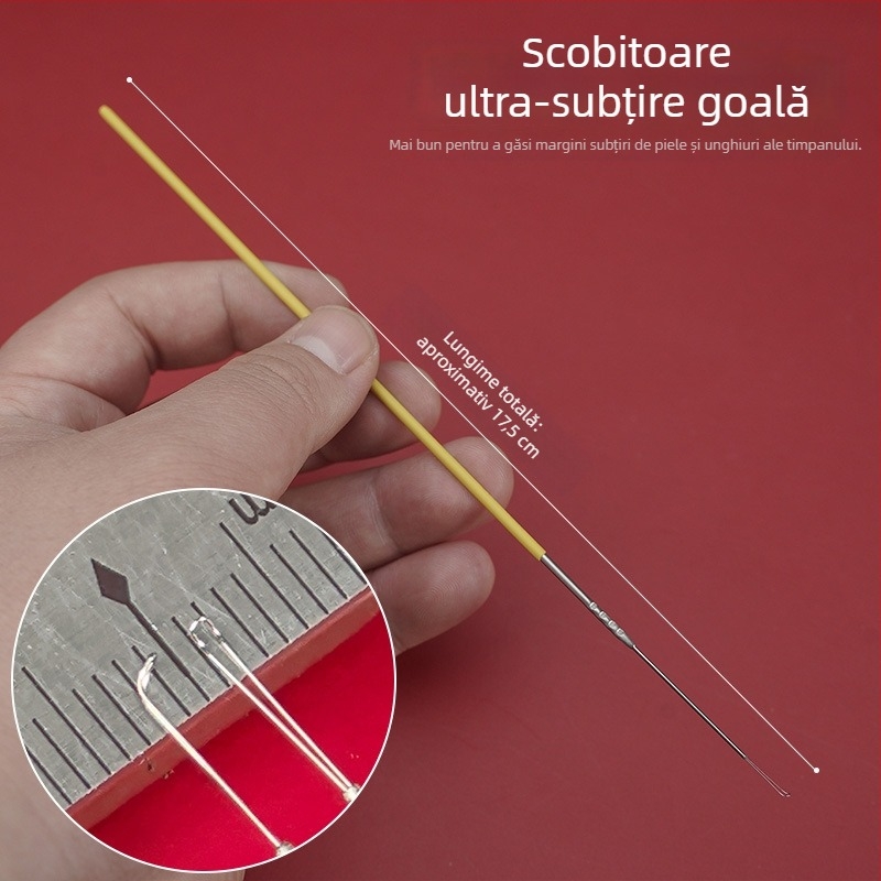 Lingură de urechi în formă de U, cupă goală, instrument vizual profesional pentru curățarea urechilor, design manual în trei secțiuni.