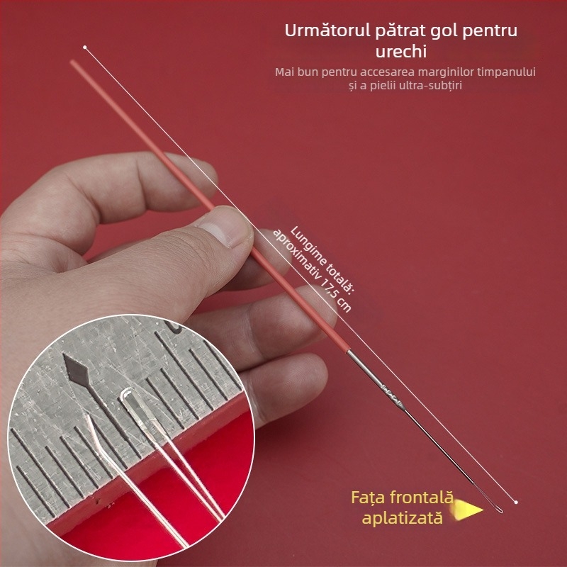 Lingură de urechi în formă de U, cupă goală, instrument vizual profesional pentru curățarea urechilor, design manual în trei secțiuni.