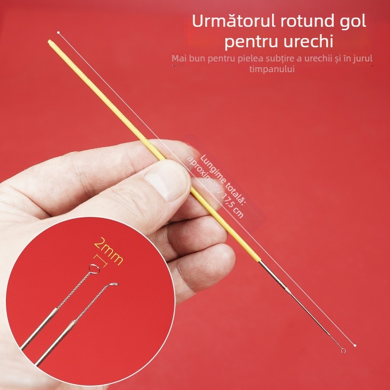 Lingură de urechi în formă de U, cupă goală, instrument vizual profesional pentru curățarea urechilor, design manual în trei secțiuni.