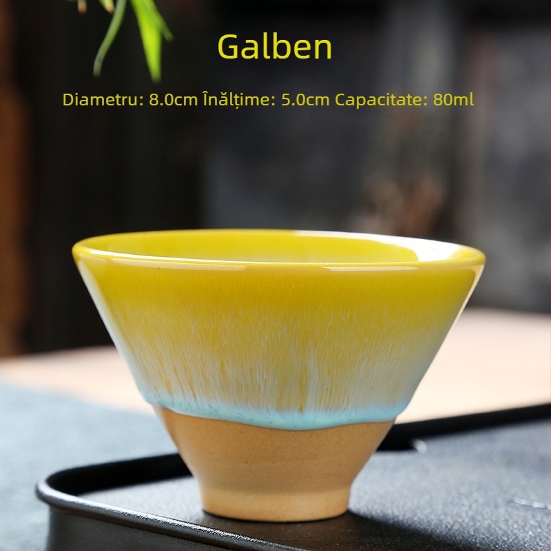 Ceașcă de ceai ceramic Jian ware cu glazură șlefuită, stil Gongfu, mică în formă de pălărie
