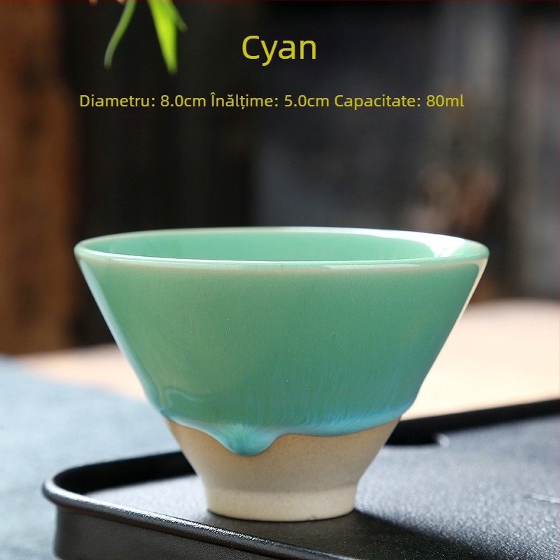 Ceașcă de ceai ceramic Jian ware cu glazură șlefuită, stil Gongfu, mică în formă de pălărie
