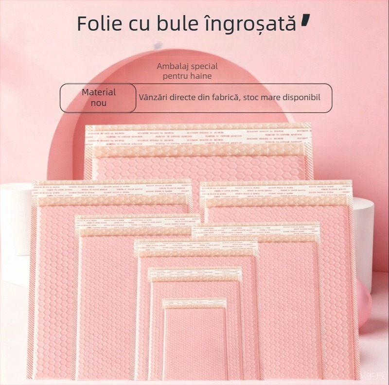 Pungi roz cu bule pentru haine, autoadezive, pungi groase cu bule pentru împachetare
