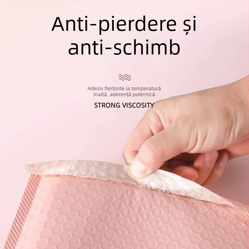 Pungi roz cu bule pentru haine, autoadezive, pungi groase cu bule pentru împachetare