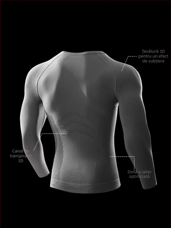Tricou trening cu mânecă lungă pentru bărbați, croială Slim, respirabil, uscare rapidă, pentru alergare și sport