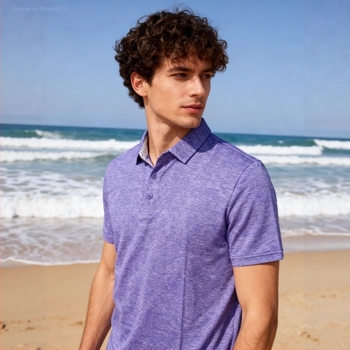 Tricou polo pentru golf, bărbați, mâneci scurte, bumbac, cu dungi