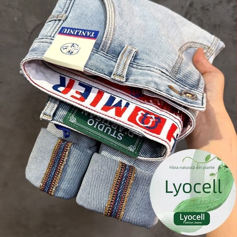 Blugi bărbați de vară - denim subțire, croială drept-slim, model 615