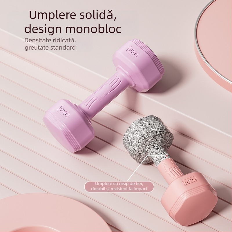 Echipament cu gantere pentru femei pentru antrenament acasă, tonifiere abdomen, bară și kettlebell, 2 kg în pereche, pentru copii și adolescenți