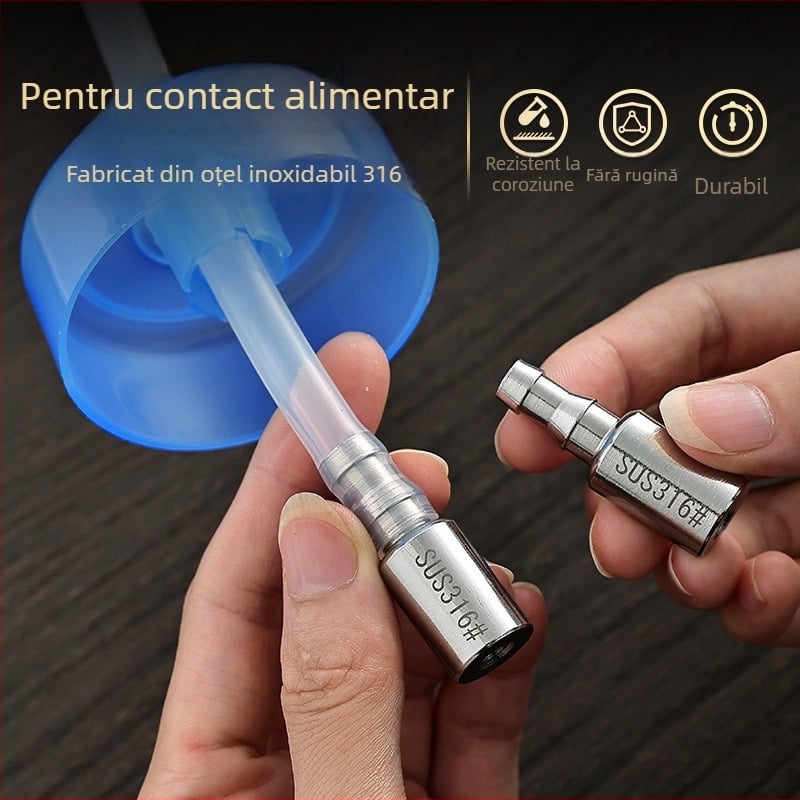 Oțel inoxidabil 316, cap conic, conductă de aspirație pentru intrarea apei, furtun de aspirație din silicon, accesorii pentru set de ceai