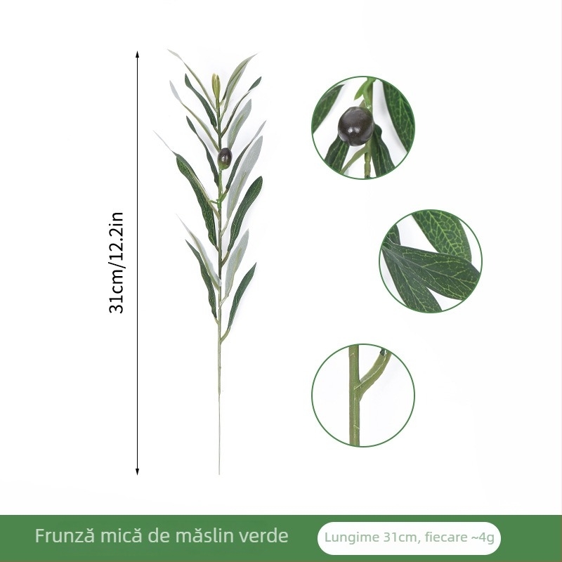 Ramură unică de frunză de măslin pentru decor de casă, cu frunze artificiale și fructe